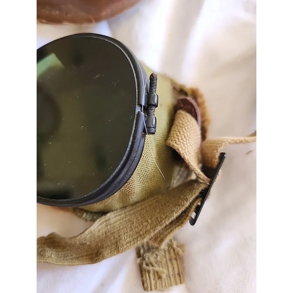 Vintage Antique Fur‎ Lined Military Goggles With Case (Grant Foster And Co.)
